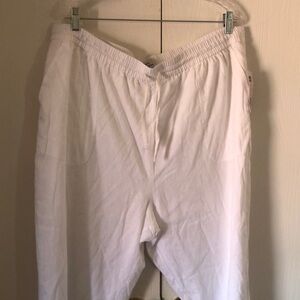 Woman’s linen Kim Rogers white fall lounge stretchy comfortable trouser pants